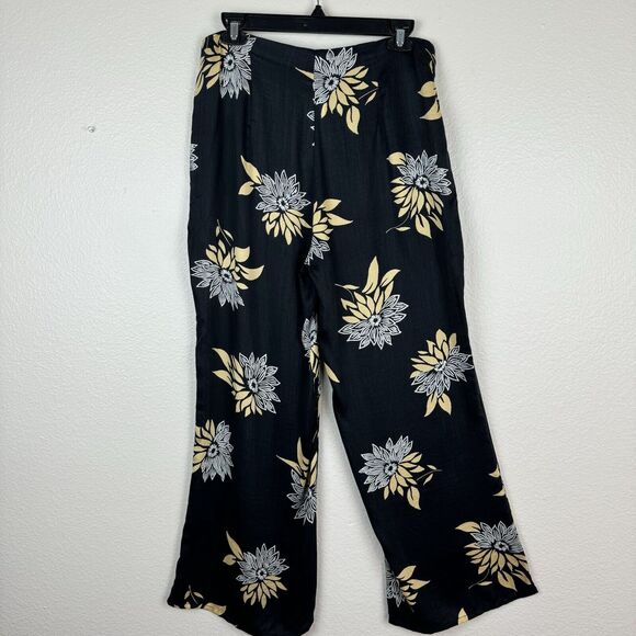 NWT Amuse Society Shorebird Pant Lightweight Wide Leg Ankle Pant Floral Black M - Picture 8 of 13